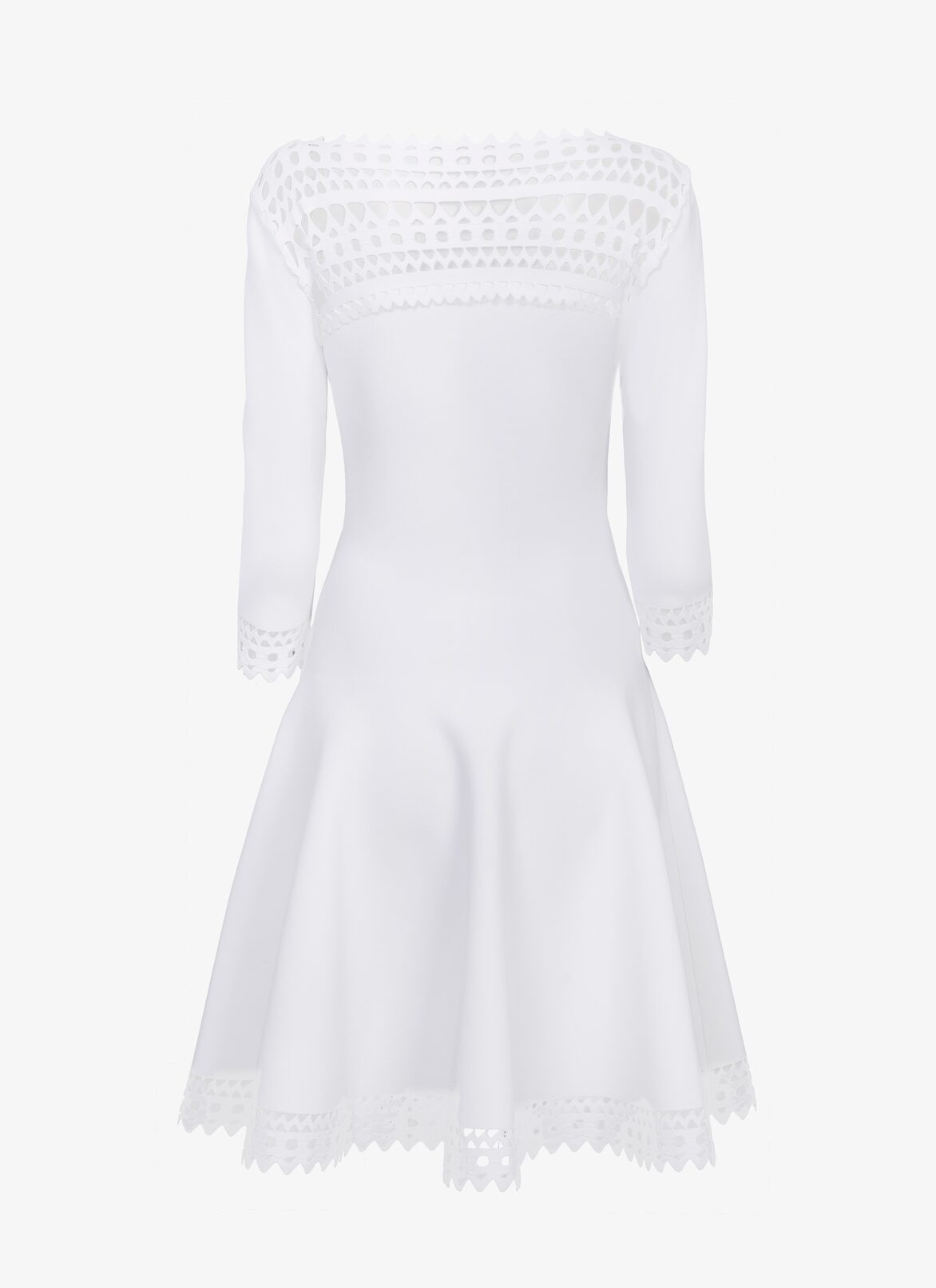 Alaïa Edition 2016 Flared dress in openwork stretch knit ALAÏA WHITE ALAÏA EDITION 2016 FLARED DRESS IN OPENWORK STRETCH KNIT